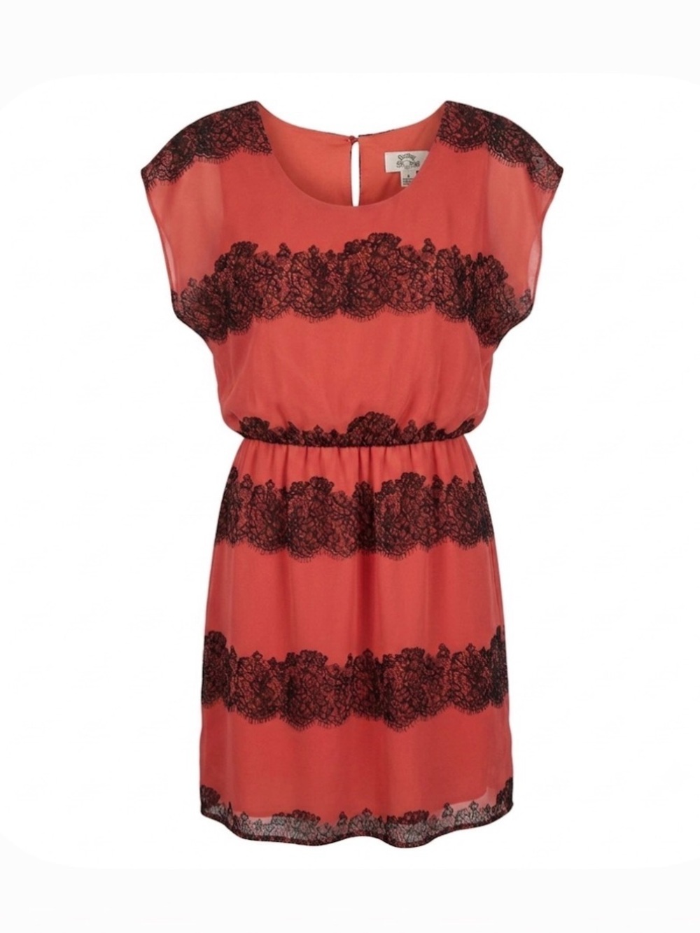 SWEET STORM Elastic Waist Lined Dress, Women’s Size M, Coral